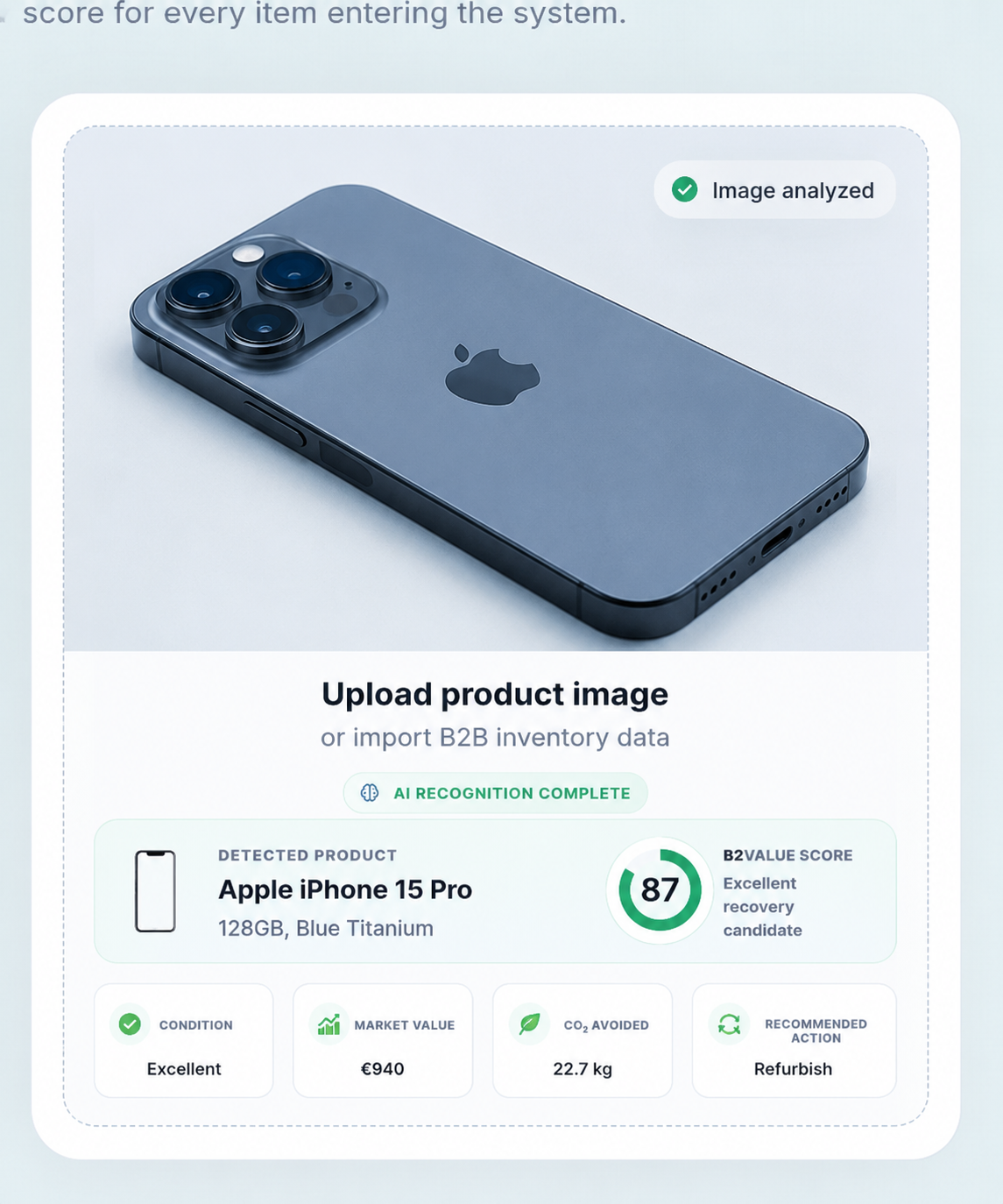 Back2Value AI product recognition demo